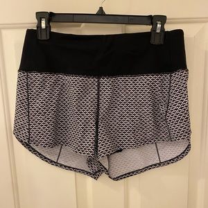 Black and white Lululemon running shorts, 8
